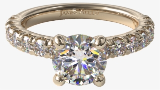 Pave Engagement Ring In Yellow Gold - Three Stone Engagement Ring In Yellow Gold - Setting #5495619