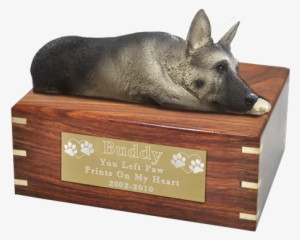 Silver And Black German Shepherd Urn - Wood Dog Memorial Plaque #550923
