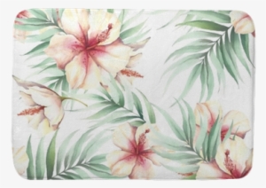 Seamless Pattern With Tropical Flowers And Leaves - Illustration #551999