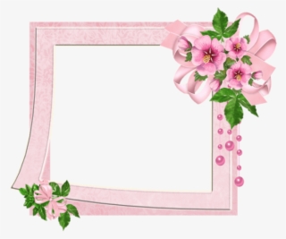 Cute Pink Transparent Photo Frame With Flowers Outline - Cute Photo Frame Png #553297