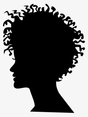 Woman Head Silhouette With Short Curled Hair Style - Look At Me Round Ornament #553823
