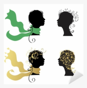Beautiful Woman, Head Silhouette For Your Design Sticker - Silhouette Scarf #554368