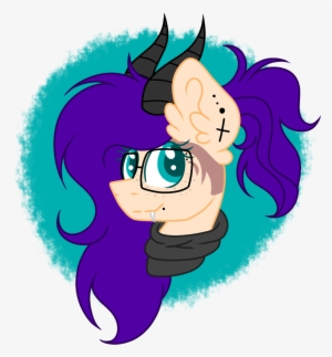 Mintoria, Bust, Fangs, Female, Glasses, Horns, Oc, - Cartoon #555224