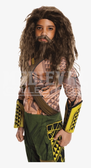 Kids Dawn Of Justice Aquaman Wig And Beard Set - Aqua Man Costume Kids #555403