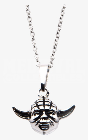 Womens Sterling Silver 3d Yoda Head Necklace - Star Wars: Crystal Clear Rebellion Pendant (ladies) #556816