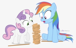 Dm29, Duo, Jenga, Mouth Hold, Rainbow Dash, Safe, Simple - Sweetie Belle And Rainbow Dash #557130