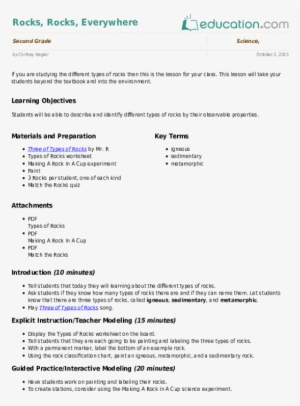Rocks, Rocks, Everywhere - Lesson Plan In Social Studies #558106