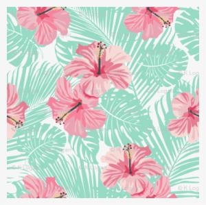 Hibiscus Tropical Flowers Floral On Teal Smaller - Floral Tropical #558586