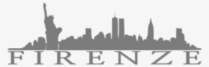 New York City Wall Decal Sticker - New York Skyline Silhouette With Twin Towers #559119