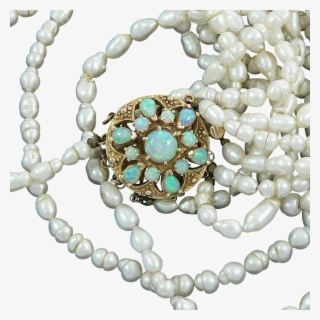 14k Gold Opal Clasp With Fresh Water Pearl Necklace #5500326