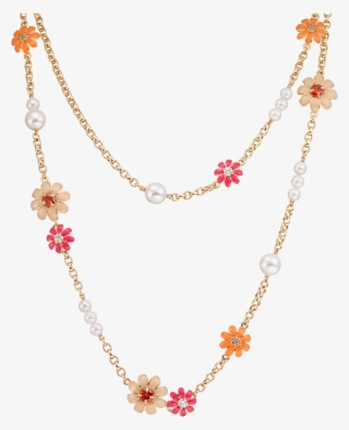 Daisy Chain Pearl Necklace Orange - Necklace #5500402