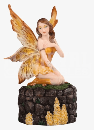 Yellow Fairy On Trinket Box - Figurine #5501423