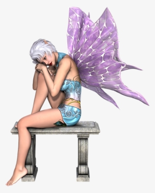 Fairy, Girl, Wings, Bench, White Hair, Fairytale, 3d - Fairy #5501745
