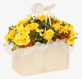 Roses With Gypso In Rectangular Planter - Garden Roses #5503393