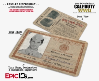 Wwii War Department "call Of Duty" Cosplay Name Badge/id - Call Of Duty Wwii By Micky Neilson #5503583