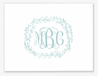 Greenery Monogram Wreath Folded Note Card #5509093