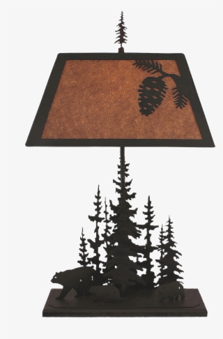 Kodiak Iron Rectangle Feather Pine Tree W/ Bear Table #5518923
