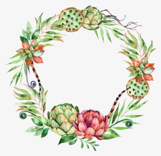 Svg Library Stock Flower Plant Wreath Illustration - Succulent Watercolor Free Png #5522511