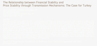 The Relationship Between Financial Stability And Price - Parallel #5524088