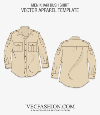 Classic Khaki Color Bush Shirt Template - Template Jacket Free Download Vector #5524639