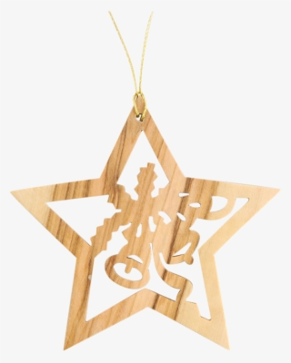 Christmas Star Olive Wood - Olivenholz Baumschmuck Sterne Glockenmotiv 7 X 7 Cm #5526373