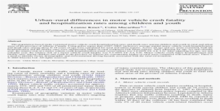 Urbanrural Differences In Motor Vehicle Crash Fatality #5541651