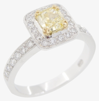 Fancy Yellow & White Diamond Cluster Ring - Pre-engagement Ring #5541888