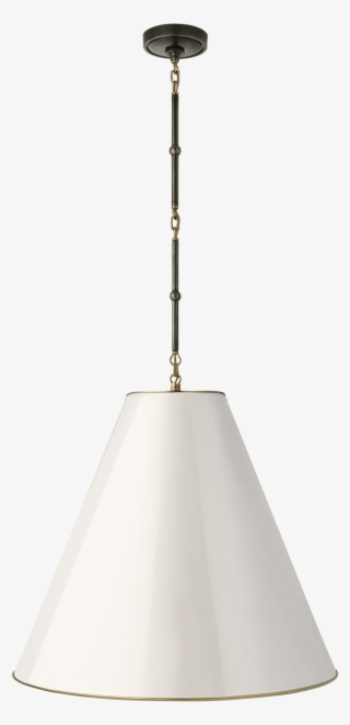 Goodman Large Hanging Lamp In Bronze And Hand-rubbed - Lampshade #5546281