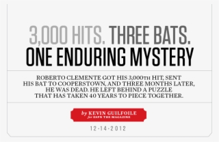 Roberto Clemente Got His 3,000th Hit, Sent His Bat - Crisis Ministry #5547493