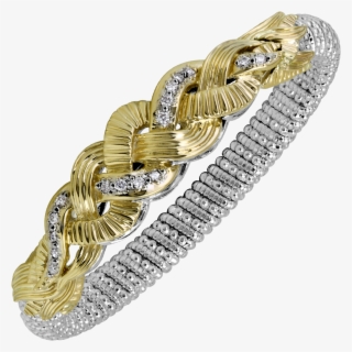 Vahan Sterling Silver And 14k Yellow Gold Braided Diamond - Diamond Bar Bracelet #5553389