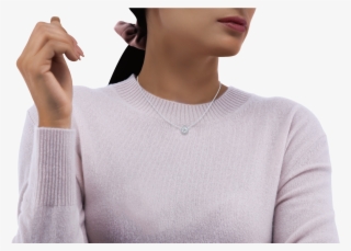 Halo Round Cut Diamond Pendant In 18k White Gold - Girl #5569221