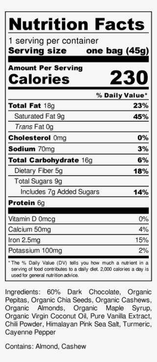 Dark Chocolate Bark Nutrition Label - Nutrition Label High Protein #5569375