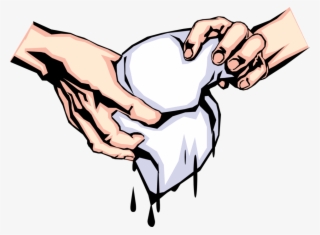 Vector Illustration Of Hands Wringing Out Wet Cloth #5574910