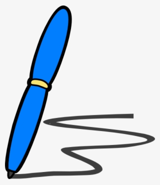 Blue Pen Write Clip - Writing With A Pen Clipart #5580503