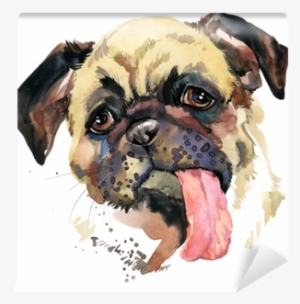 Funny Puppy Watercolor Illustration Wall Mural • Pixers® - Dog #561483