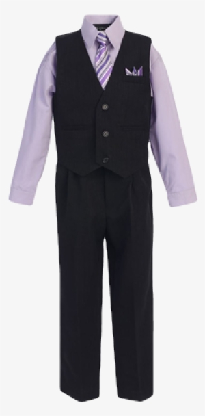 Boys Pinstripe Vest Suit With Lilac Shirt And Tie #562616