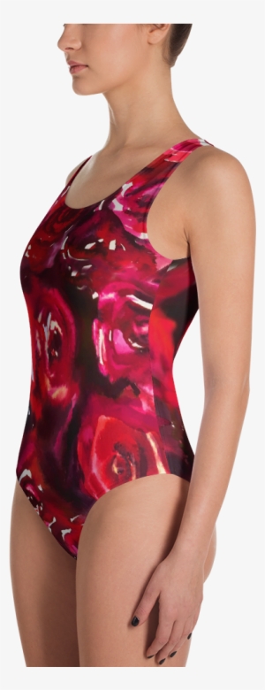 Watercolor Red Rose One-piece Swimsuit - One-piece Swimsuit #564272