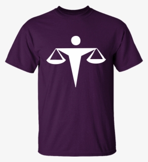 Alma Mater Round Neck Purple Law Balance Scale Unisex - Red Shirt With White Cross #566998