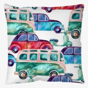 Watercolor Hippie Camper Van, Car And Scooter Floor - Car #567963