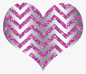 Chevron Heart Glitter Pink Silver - Textile #569462