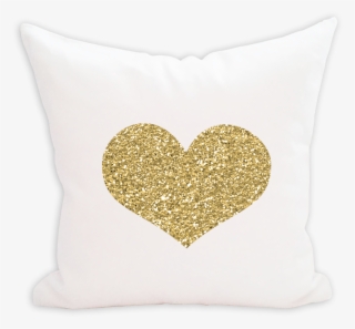 Glitter Gold Heart Pillow Cover - Cushion #569597