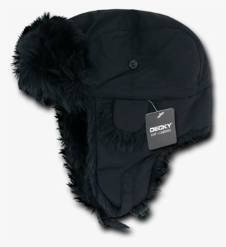 Black Faux Fur Hat Flap #5600989