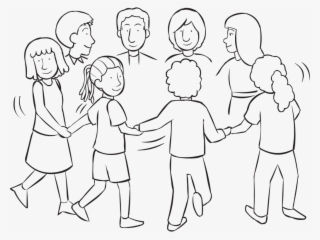 Back People Holding Hands In Circle Rotating Quickly - Line Art #5602031
