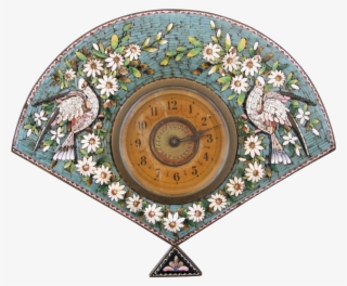 Micro Mosaic Floral And Bird Motif Brass Clock, Hand-winding, - Circle #5602429