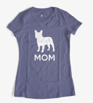 French Bulldog Mom Women Blue V Neck T Shirt #5603042