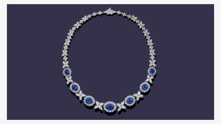 Sapphire And Diamond Cluster Necklace - 马 眼 红宝石 钻石 项链 #5618074