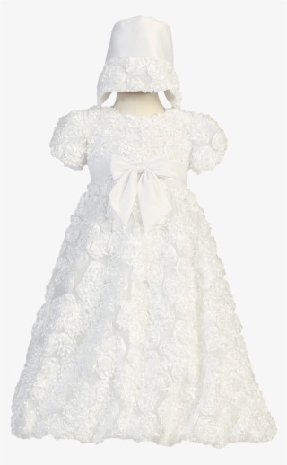 Satin Ribbon Flowers From Head To Toe On A White Tulle - Dress #5621814