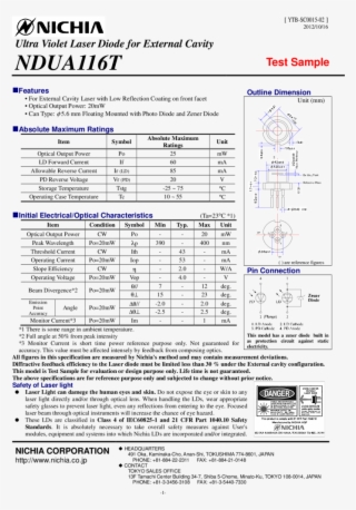 400nm Blue Laser - Nichia Laser Diode Type #5623958