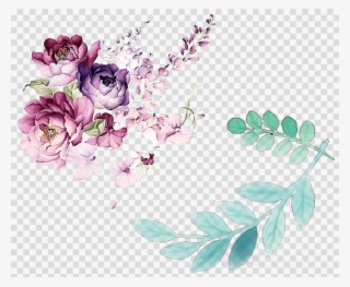 Lilac Flower Watercolor Png Clipart Watercolor - Leaves And Flowers Watercolor Png #5632621