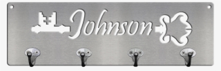 Family Name Key Rack With Vintage Key & Fancy Font - Surname #5632747